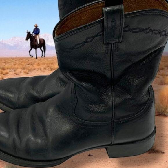 Men's Size 11.5 ARIAT Heritage Roper Black Leather Western Boots VGUC - Picture 1 of 12